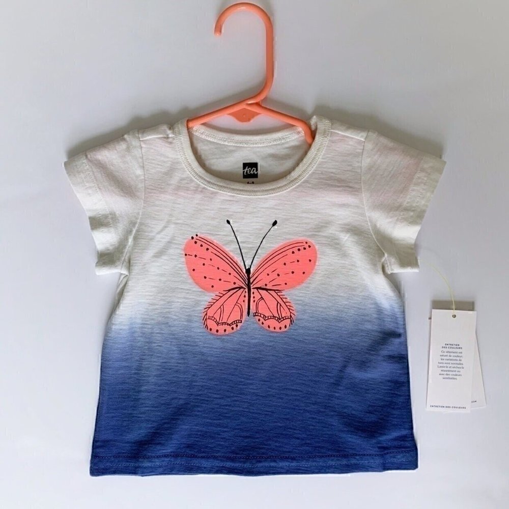 NWT Tea Collection Baby Girl Butterfly Tee, 6-9 Months